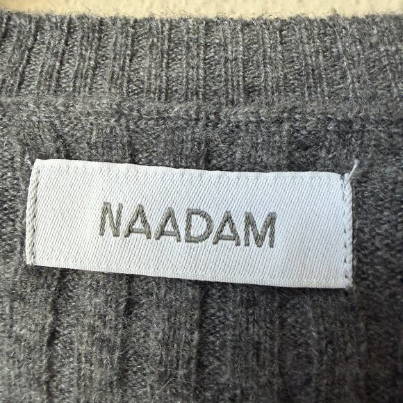 Naadam 100% Cashmere Gray Ribbed Sleeve Sweater Size S - Picture 4 of 6